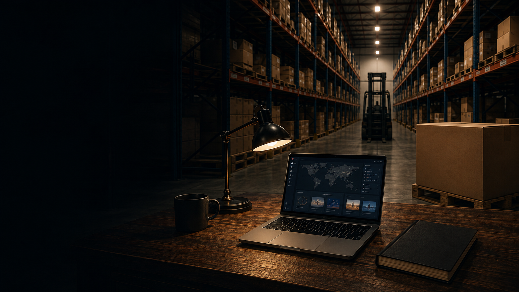 Laptop showing the Red Seal Trade Portal dashboard on a warehouse desk